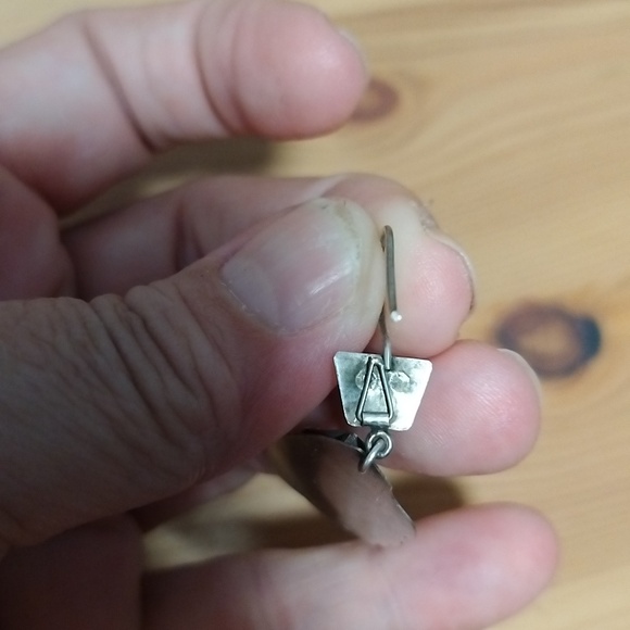 Rare Fine! Vintage Native American Alpaca 900 silver Dangle earrings signed - Picture 3 of 7